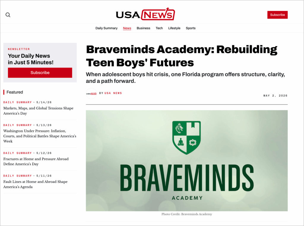 Braveminds Academy logo image shown within article header layout.
