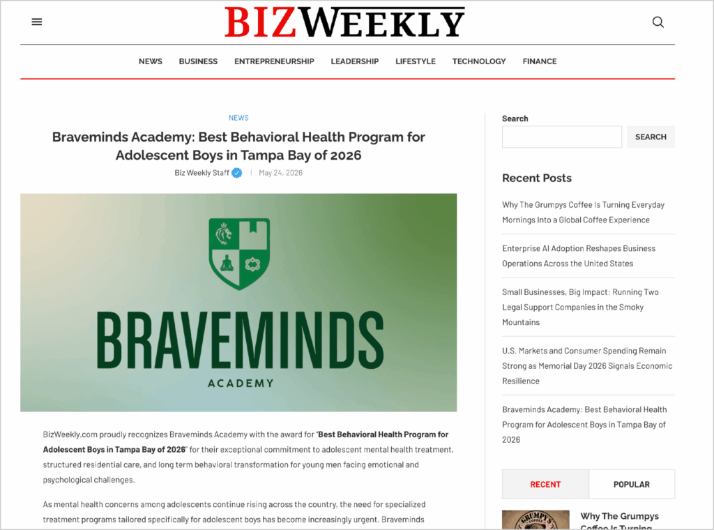 Braveminds Academy logo on a green gradient background banner image.