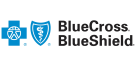 BlueCross BlueShield logo with blue cross and shield symbols on a black background.
